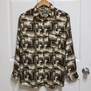 Jagger Men's XL Button Down Abstract Print Long Sleeve Shirt